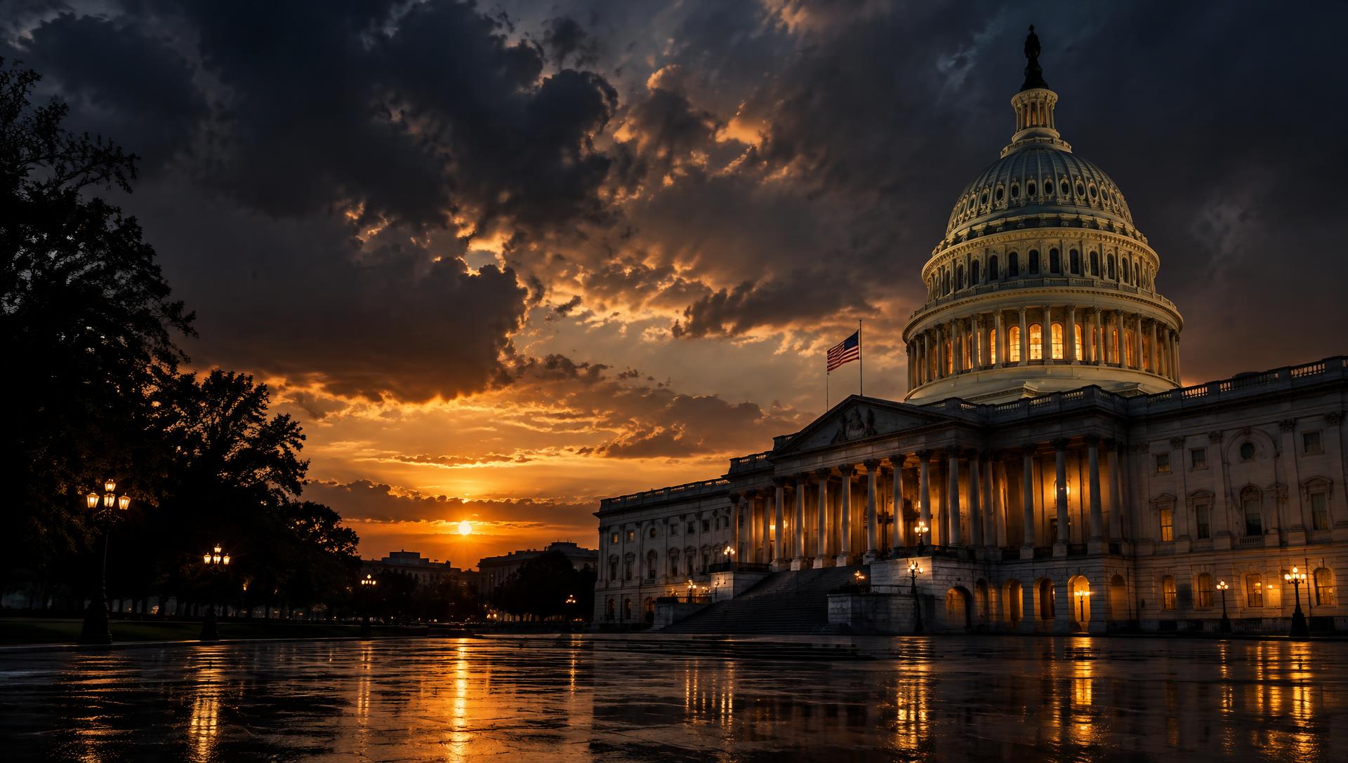 United States Capitol building at dusk
